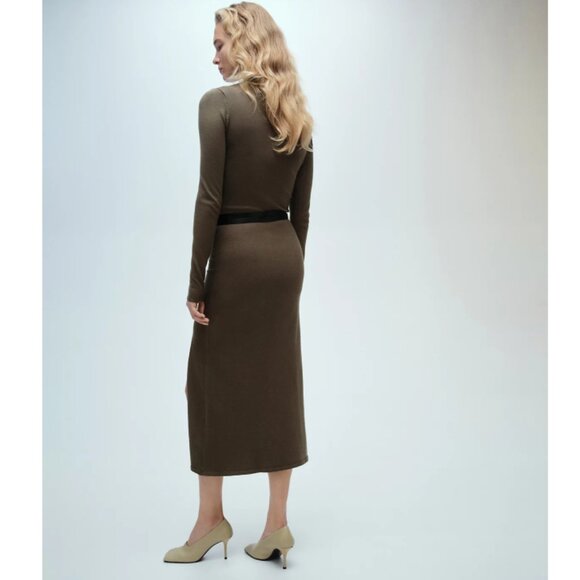 Mango Mock Neck Side Slit Knit Midi Sweater Dress 16 - Picture 4 of 13